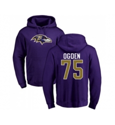 Baltimore Ravens #75 Jonathan Ogden Purple Name & Number Logo Pullover Hoodie