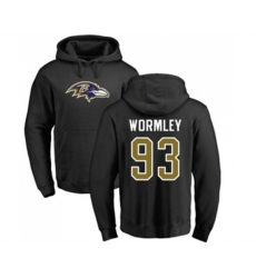 Baltimore Ravens #93 Chris Wormley Black Name & Number Logo Pullover Hoodie
