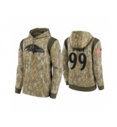 Baltimore Ravens #99 Jayson Oweh Camo 2021 Salute To Service Therma Performance Pullover Hoodie