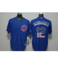 Chicago Cubs #12 Kyle Schwarber Blue USA Flag Fashion Cool Base Jersey