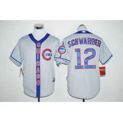 Chicago Cubs #12 Kyle Schwarber Gray Blue Stitched MLB Jersey