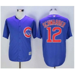 Chicago Cubs #12 Kyle Schwarber Majestic Blue Official Cool Base Player Jersey