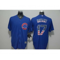 Chicago Cubs #17 Kris Bryant Blue USA Flag Fashion Cool Base Jersey