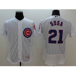 Chicago Cubs #21 Sammy Sosa Majestic white stripe Flexbase Authentic Collection Player Jersey