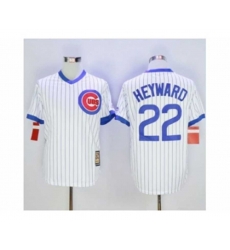 Chicago Cubs #22 Jason Heyward White Strip Home Cooperstown Stitched Baseball Jersey