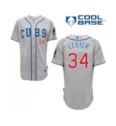 Chicago Cubs #34 Jon Lester Replica Grey Alternate Road Cool Base Baseball Jersey