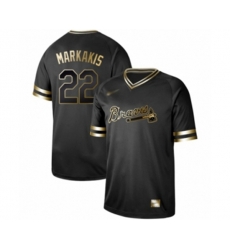 Atlanta Braves #22 Nick Markakis Authentic Black Gold Fashion Baseball Jersey