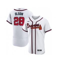 Atlanta Braves 28 Matt Olson White Nike Flex base Jersey