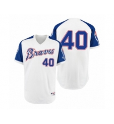 Atlanta Braves #40 Mike Soroka White 1974 Turn Back the Clock Authentic Jersey
