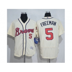Atlanta Braves #5 Freddie Freeman Cream Flexbase Authentic Collection Stitched Baseball Jersey Atlanta Braves #5 Freddie Freeman Cream Flexbase Authentic Collection Stitched Baseball Jersey