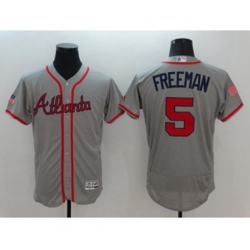 Atlanta Braves #5 Freddie Freeman Gray Stars & Stripes 2016 Independence Day Flex Base Jersey Atlanta Braves #5 Freddie Freeman Gray Stars & Stripes 2016 Independence Day Flex Base Jersey