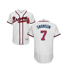 Atlanta Braves #7 Dansby Swanson White Flexbase Authentic Collection Baseball Jersey