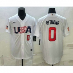 USA Baseball #0 Adam Ottavino Number 2023 White World Baseball Classic Stitched Jersey