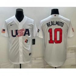 USA Baseball #10 JT Realmuto 2023 White World Baseball Classic Stitched Jerseys