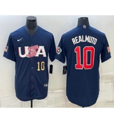 USA Baseball #10 JT Realmuto Number 2023 Navy World Baseball Classic Stitched Jerseys