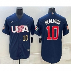 USA Baseball #10 JT Realmuto Number 2023 Navy World Baseball Classic Stitched Jerseys