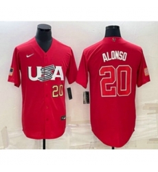 USA Baseball #20 Pete Alonso Number 2023 Red World Classic Stitched Jerseys