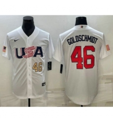 USA Baseball #46 Paul Goldschmidt Number 2023 White World Baseball Classic Stitched Jersey