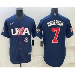 USA Baseball #7 Tim Anderson 2023 Navy World Baseball Classic Stitched Jerseys