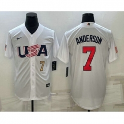 USA Baseball #7 Tim Anderson Number 2023 White World Baseball Classic Stitched Jersey