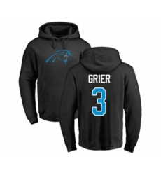 Carolina Panthers #3 Will Grier Black Name & Number Logo Pullover Hoodie
