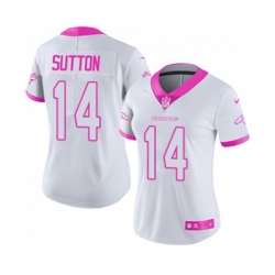 Women Denver Broncos #14 Courtland Sutton Limited White Pink Rush Fashion Football Jersey Women Denver Broncos #14 Courtland Sutton Limited White Pink Rush Fashion Football Jersey