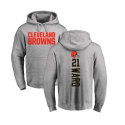 Cleveland Browns #21 Denzel Ward Ash Pullover Hoodie Cleveland Browns #21 Denzel Ward Ash Pullover Hoodie