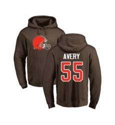 Cleveland Browns #55 Genard Avery Brown Name & Number Logo Pullover Hoodie