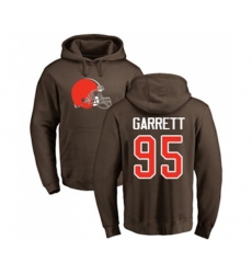 Cleveland Browns #95 Myles Garrett Brown Name & Number Logo Pullover Hoodie