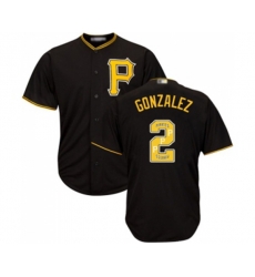 Pittsburgh Pirates #2 Erik Gonzalez Authentic Black Team Logo Fashion Cool Base Baseball Jersey