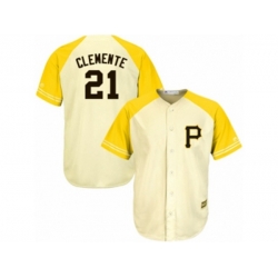 Pittsburgh Pirates #21 Roberto Clemente Replica Cream Gold Exclusive Cool Base MLB Jersey Pittsburgh Pirates #21 Roberto Clemente Replica Cream Gold Exclusive Cool Base MLB Jersey