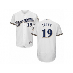 Milwaukee Brewers #19 Robin Yount White Royal Flexbase Authentic Collection MLB Jersey