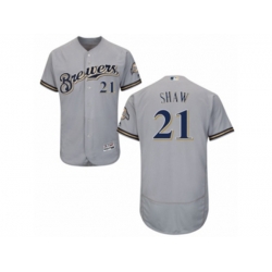 Milwaukee Brewers #21 Travis Shaw Grey Flexbase Authentic Collection MLB Jersey