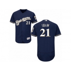 Milwaukee Brewers #21 Travis Shaw Navy Blue Flexbase Authentic Collection MLB Jersey