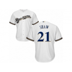 Milwaukee Brewers #21 Travis Shaw Replica White Alternate Cool Base MLB Jersey