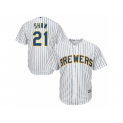 Milwaukee Brewers #21 Travis Shaw Replica White Home Cool Base MLB Jersey