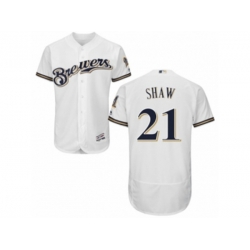Milwaukee Brewers #21 Travis Shaw White Royal Flexbase Authentic Collection MLB Jerseyey