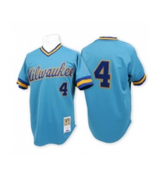Milwaukee Brewers #4 Paul Molitor Authentic Blue Throwback Baseball Jersey