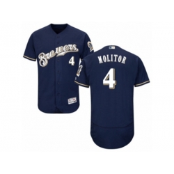Milwaukee Brewers #4 Paul Molitor Navy Blue Flexbase Authentic Collection MLB Jersey