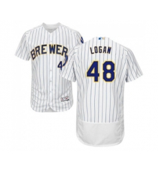 Milwaukee Brewers #48 Boone Logan White Home Flex Base Authentic Collection Baseball Jersey