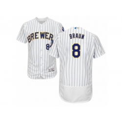 Milwaukee Brewers #8 Ryan Braun White Flexbase Authentic Collection MLB Jersey
