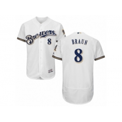 Milwaukee Brewers #8 Ryan Braun White Royal Flexbase Authentic Collection MLB Jersey