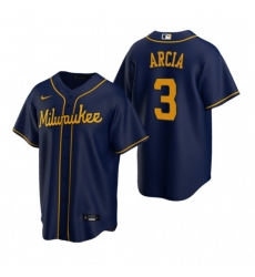 Nike Milwaukee Brewers #3 Orlando Arcia Navy Alternate Stitched Baseball Jersey