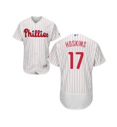 Philadelphia Phillies #17 Rhys Hoskins White Home Flex Base Authentic Collection Baseball Jersey
