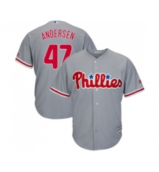 Philadelphia Phillies #47 Larry Andersen Replica Grey Road Cool Base Baseball Jersey
