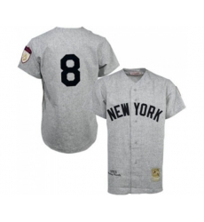 1951 New York Yankees #8 Yogi Berra Replica Grey Throwback Baseball Jersey