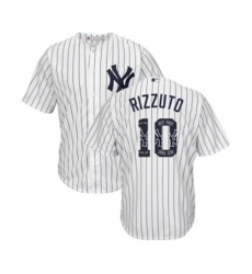 New York Yankees #10 Phil Rizzuto Authentic White Team Logo Fashion Baseball Jersey