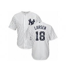 New York Yankees #18 Don Larsen Authentic White Team Logo Fashion MLB Jersey