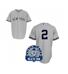 New York Yankees #2 Derek Jeter Authentic Grey DJ-3K Patch Baseball Jersey