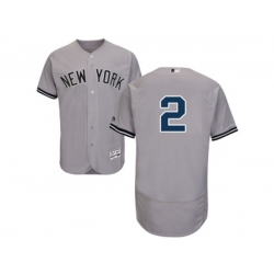 New York Yankees #2 Derek Jeter Grey Flexbase Authentic Collection MLB Jersey